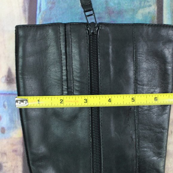 Cole Haan Black Leather Knee High Side Zip Riding Boots Size 6 B - Picture 10 of 11